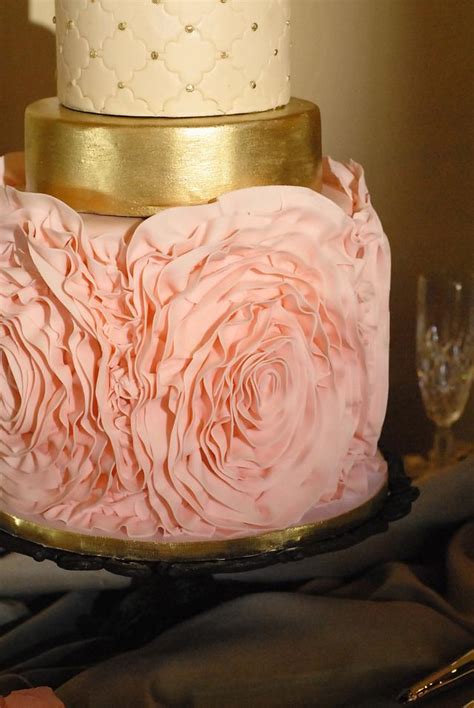 Glamorous Pink and Gold Wedding Cake - Cake by Heather - CakesDecor