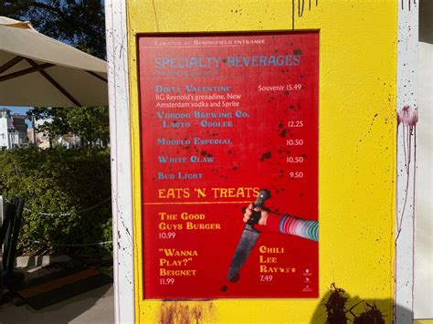 Full Menus With Prices For Halloween Horror Nights Food Beverages