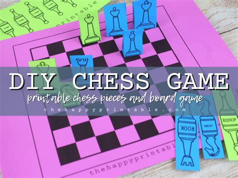 Chess Board Printable Plus Stand Up Chess Pieces The Happy Printable