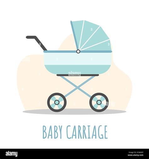 Baby Carriage Icon Blue Pram On White Background Vector Illustrations