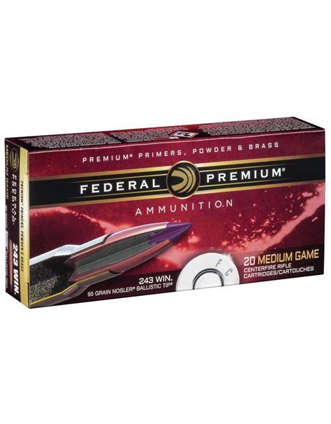 FEDERAL PREMIUM 243 WIN 95 GR NOSLER BALLISTIC TIP 20 RDS