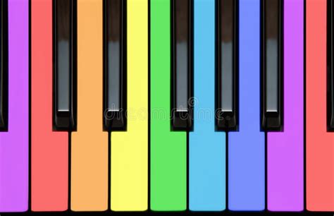 Claves Del Piano Keyborad Notas En Colores Del Arco Iris Stock De