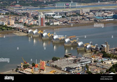 Aerial View Of The Thames Barrier In East London Stock Photo Alamy