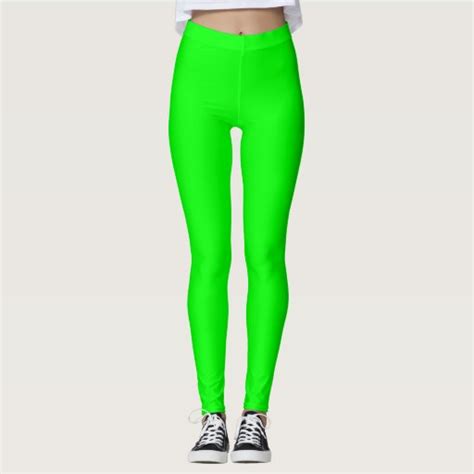 Flashy Bright Neon Green Accent Color Leggings Zazzle