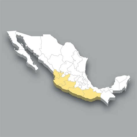 Pacific Coast region location within Mexico map 25355774 Vector Art at ...