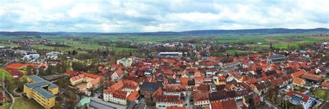 Luftbild von Bad Königshofen mit Sehenswürdigkeiten von der Stadt Stock