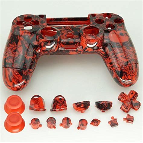 Yttl Hydro Dipped Grave Red Skulls Custom Controller Shellsbuttons For