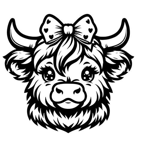 Heart Bow Highland Cow Svg File For Cricut And Silhouette