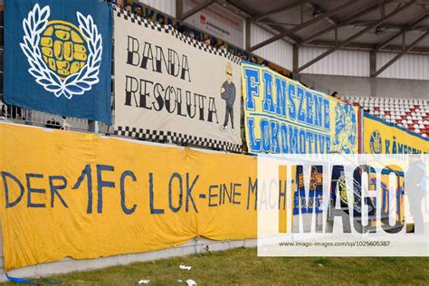 Banner Of Fans Of Lok Leipzig At The Away Section Before The