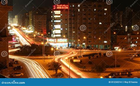 Night Scenery The Roundabout Editorial Stock Image Image Of