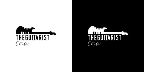 Vintage Hipster Retro Line Art Guitar Logo Music Logo Design Vector