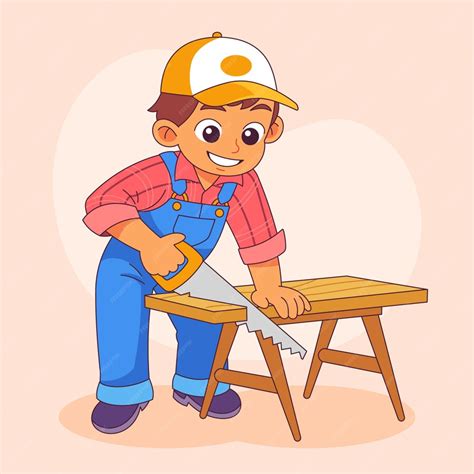 Premium Vector Hand Drawn Carpenter Cartoon Illustration