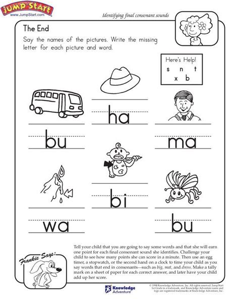 Final Consonant Sounds Worksheets