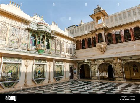 Courtyard In The City Palace Of The Maharaja Udaipur Rajasthan India