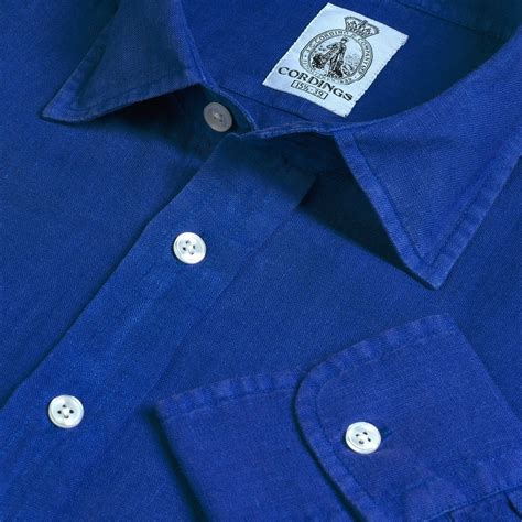 Cobalt Blue Vintage Linen Shirt Men S Country Clothing Cordings Eu