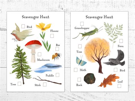 Nature Scavenger Hunt Printable Backyard Hunt Woodlands Forest Spring