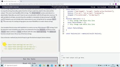 Tutorial 17 Create Strings Using Template Literals Freecodecamp