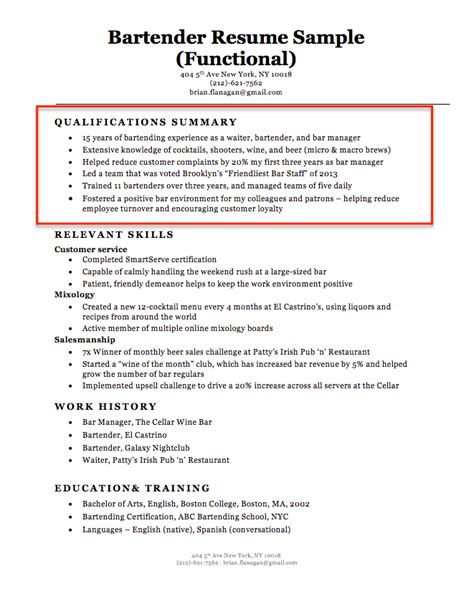 Summary of Qualifications | Resume Companion