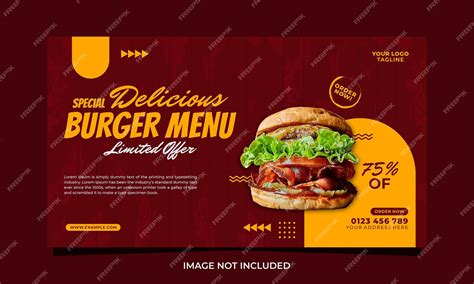 Premium Vector Special Delicious Burger Menu Ad Banner Or Poster Template