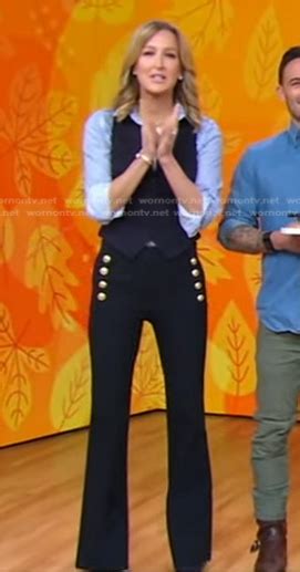 Wornontv Laras Navy Sailor Pants On Good Morning America Lara Spencer Clothes And Wardrobe