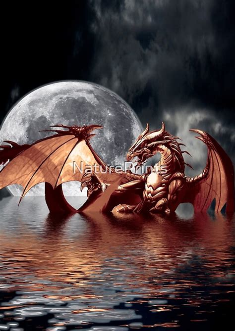 "Dragon Moon Fantasy Art Design" by NaturePrints | Redbubble