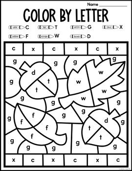 Color By Letter Fall Alphabet Coloring Pages By Lauren Ely TPT