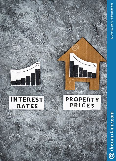 Interest Rates Increasing and Property Prices Dropping, Interest Graph Next To Cardboard House ...