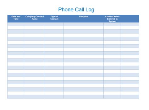 Phone Call Log Template MS Word - Word Templates