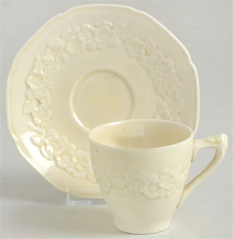 Gainsborough All White Also A Shape Flat Demitasse Cup Saucer Set