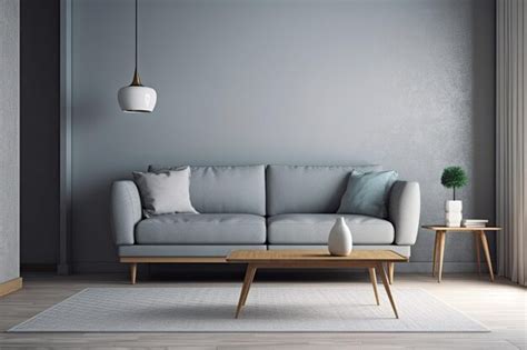 Premium AI Image | Grey sofa with a Scandinavian flair walls that are ...