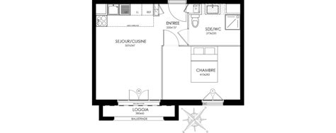 Plan appartement T2 de 37 10 m² neuf résidence n219159 à Asnières sur