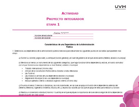 Pi Etapa 1 Es Parte De Una Actividad Integradora Actividad Proyecto