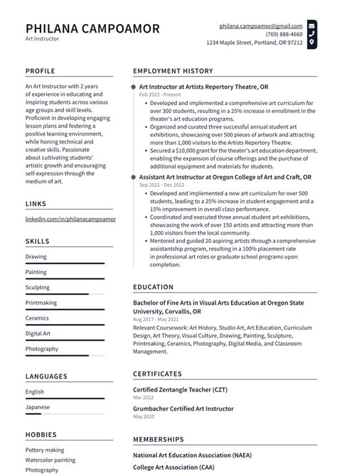 Top 18 Art Instructor Resume Objective Examples ResumeCat