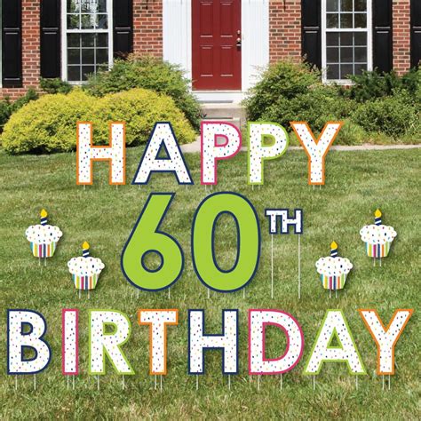 60th Birthday Yard Sign - Outdoor Lawn Birthday Decorations - Happy ...