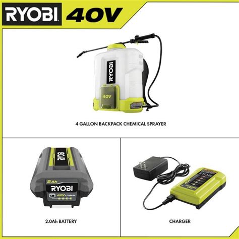 RYOBI RY40310 40V Cordless Battery 4 Gal. Backpack Chemical Sprayer ...