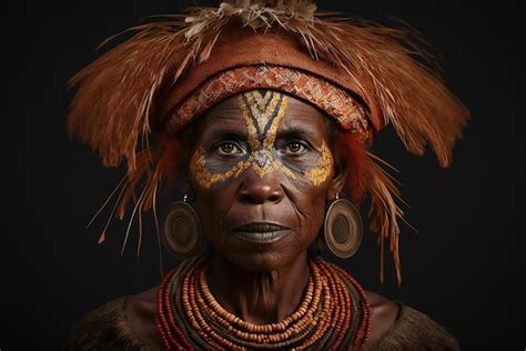 Premium Photo Portrait Of Huli Wigmen Tribe Woman From Papua New