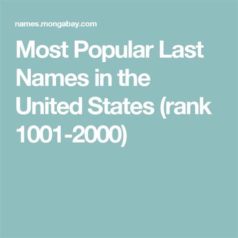 Most Popular Last Names in the United States (rank 1001-2000) | Popular ...