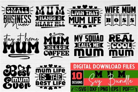 Mum Svg Design Bundle Graphic By Binasvgbundle Creative Fabrica