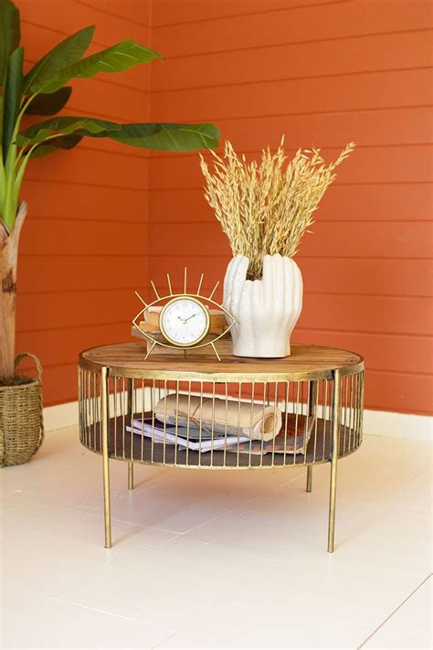 Round Wood And Metal Coffee Table | The Gilded Thistle