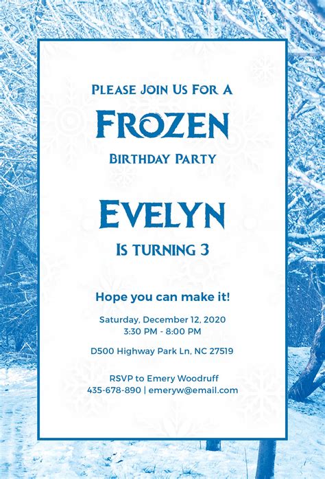 Free Frozen Invitation Template In Adobe Photoshop Illustrator