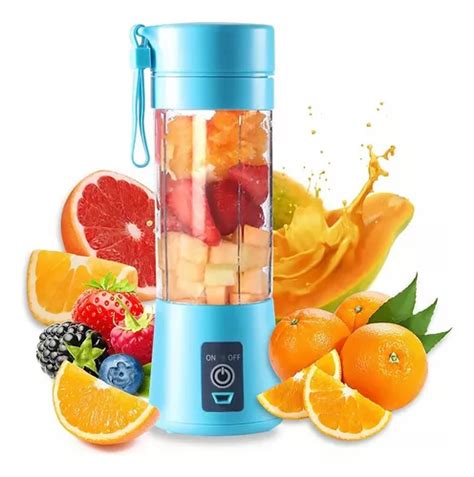 Mini Liquidificador Port Til Mixer Shake Suco Juice Vitamina Cor Azul