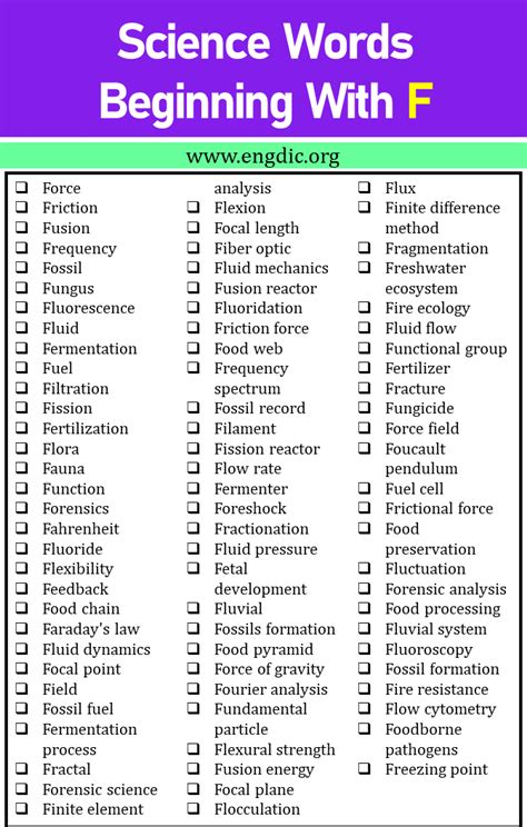 100 Science Words That Start With F Everything You Need Engdic