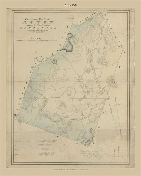 Acton Massachusetts Old Town Map Reprint Roads Place Names