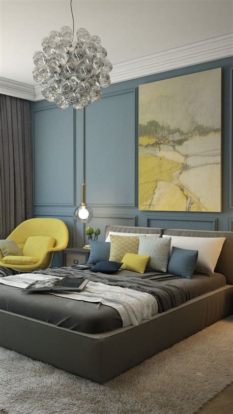 Blue Yellow And Grey Bedroom Ideas Design Corral