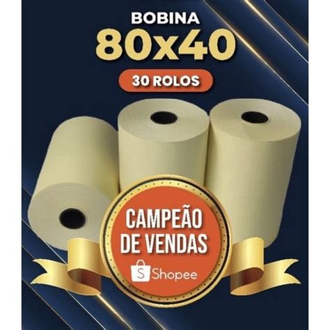 Bobina Termica 80x40 Amarela Caixa 30 Rolos Cupom Fiscal Pdv Ecf