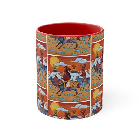 Native American Ledger Art Coffee Cup Indigenous Art Mug Etsy