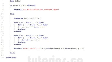 Arreglos Pseint Imprimir Dato Central De Una Matriz Tutorias Co