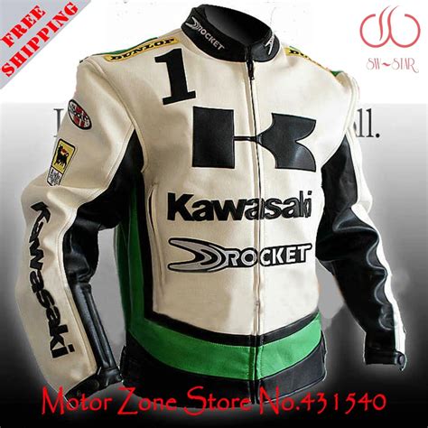 Japan Kawasaki Motorcycle Jackets In 3 Colors White Green Black Mens