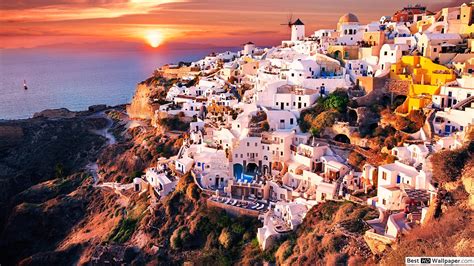 Santorini Greece Computer Backgrounds 2048x1152 Download Hd Wallpaper Wallpapertip