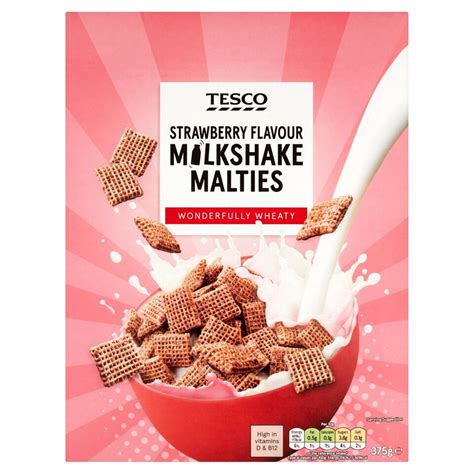 Tesco Strawberry Milkshake Malt Wheats 375g Tesco Groceries